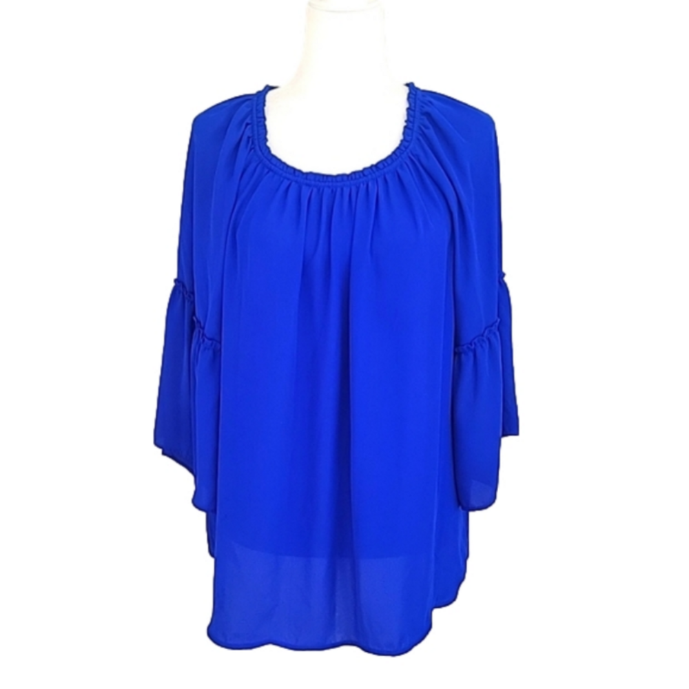 Royal blue size XL (no tag) flowy boho blouse 3/4 sleeve